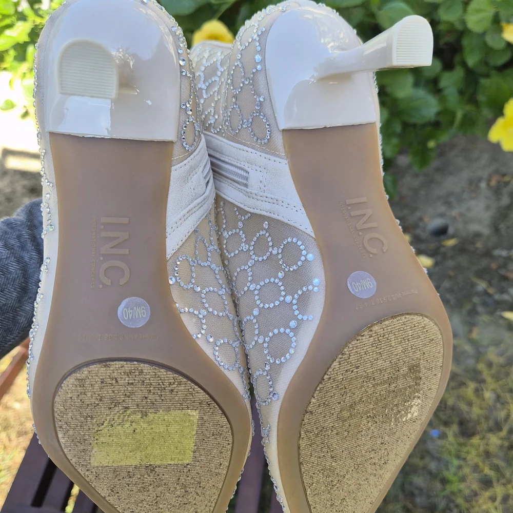 INC International Concepts Beige and Silver Ankle Boots